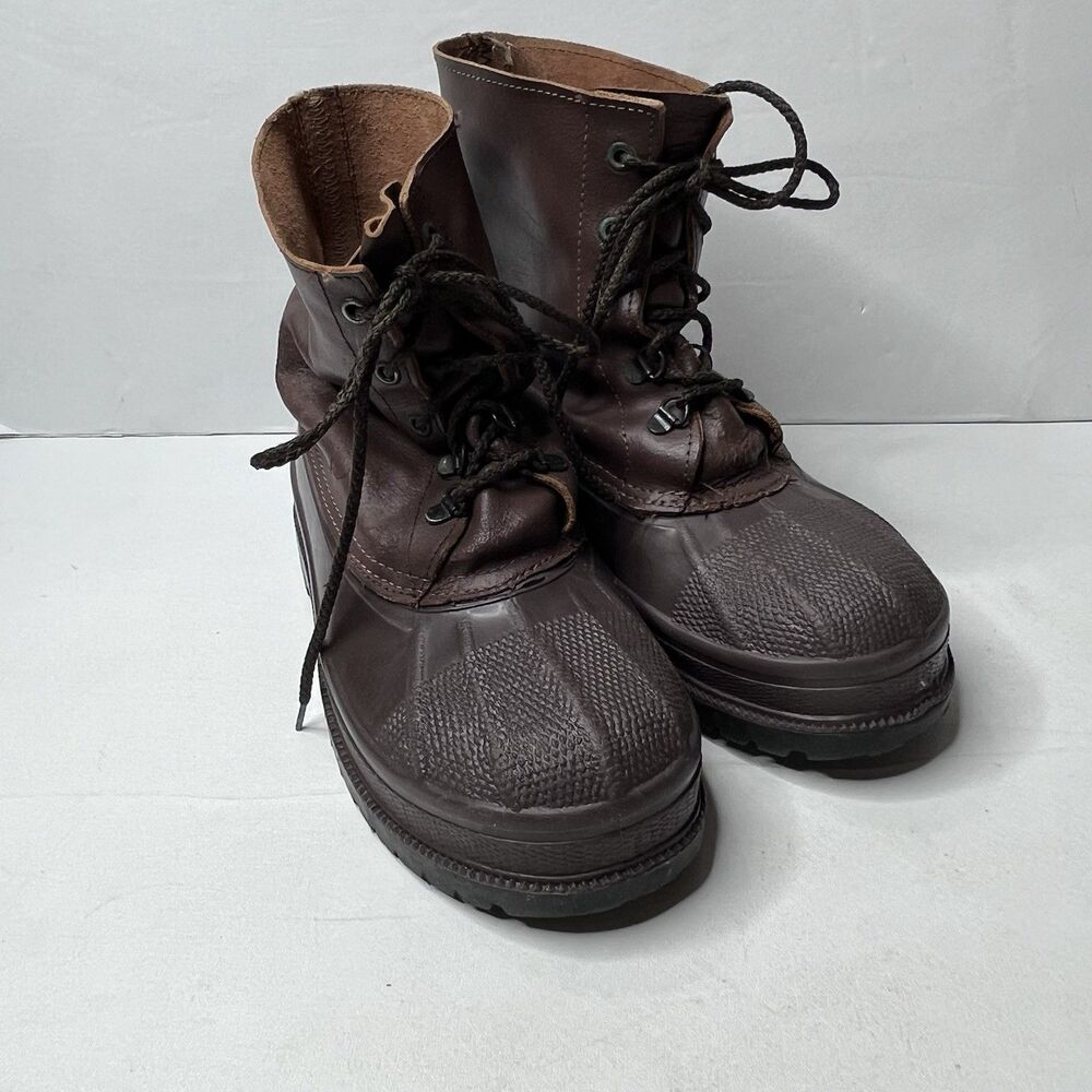 Vintage Greb Canadian Made Brown Leather Duck Work Boots Mens Size 8